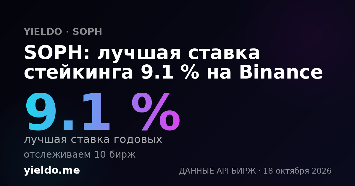 SOPH: лучшая ставка стейкинга 9.1 % на Binance