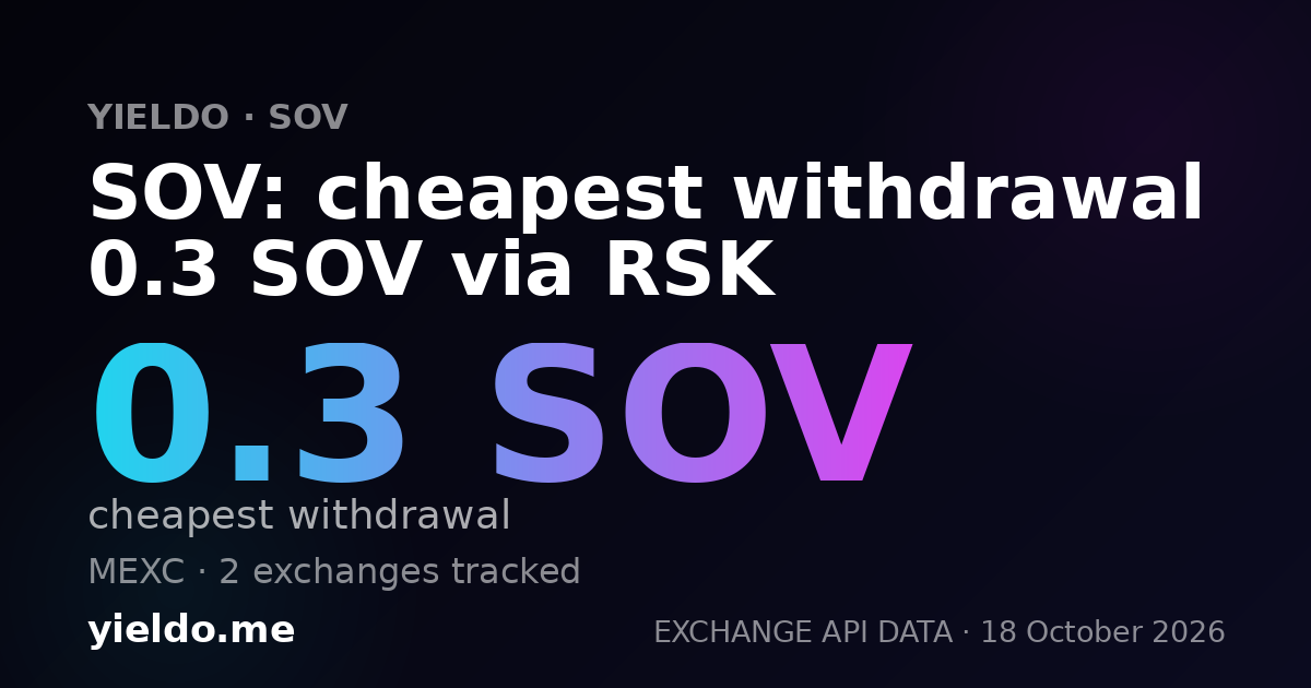 SOV: cheapest withdrawal 0.3 SOV via RSK