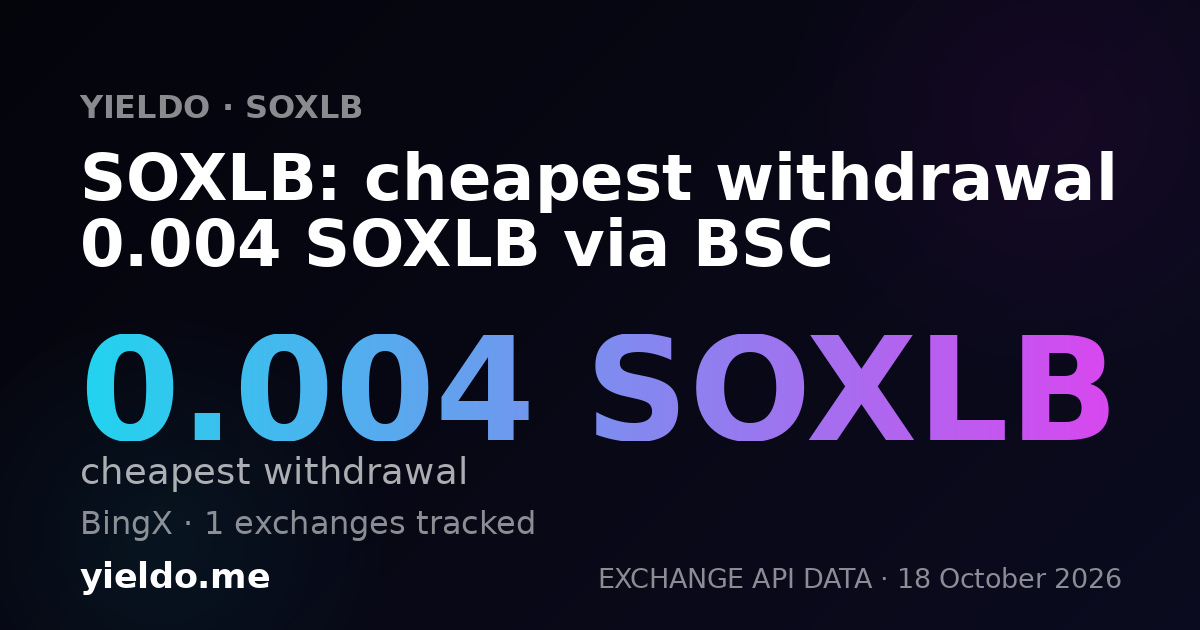 SOXLB: cheapest withdrawal 0.004 SOXLB via BSC
