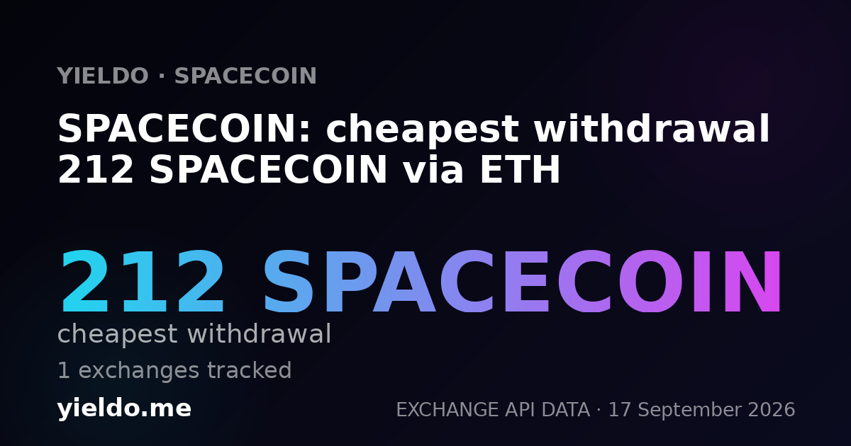 SPACECOIN: cheapest withdrawal 212 SPACECOIN via ETH