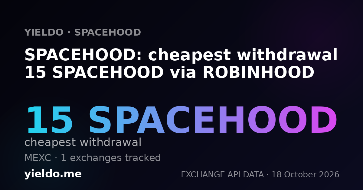 SPACEHOOD: cheapest withdrawal 15 SPACEHOOD via ROBINHOOD