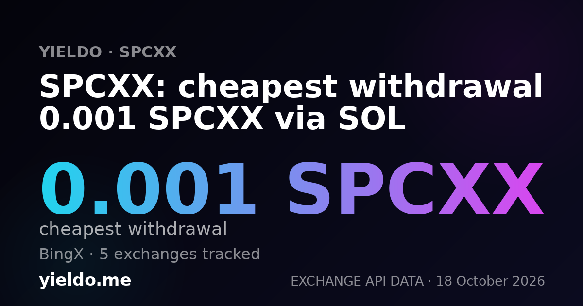 SPCXX: cheapest withdrawal 0.001 SPCXX via SOL