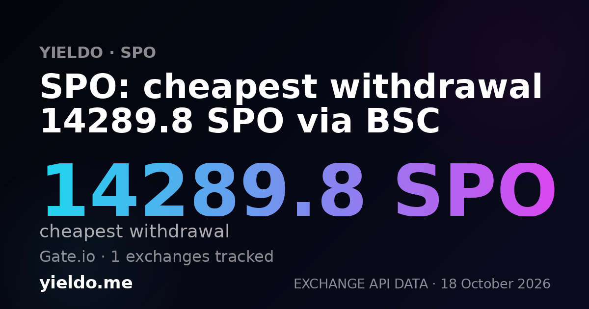SPO: cheapest withdrawal 14289.8 SPO via BSC