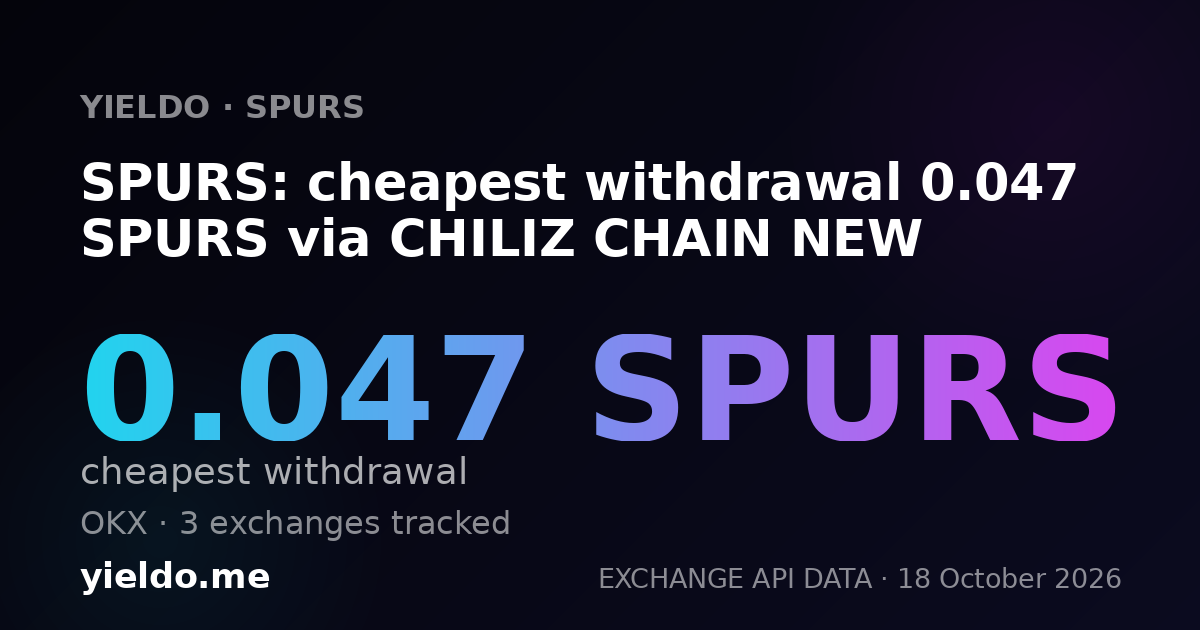 SPURS: cheapest withdrawal 0.047 SPURS via CHILIZ CHAIN NEW