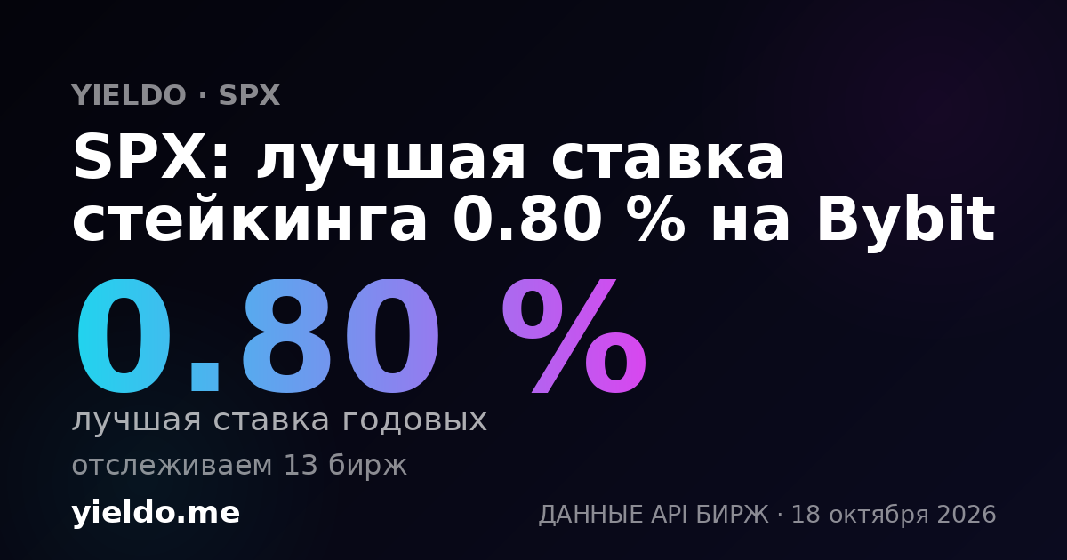 SPX: лучшая ставка стейкинга 0.80 % на Bybit