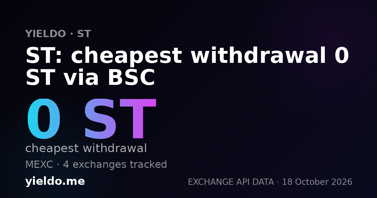 ST: cheapest withdrawal 0 ST via BSC