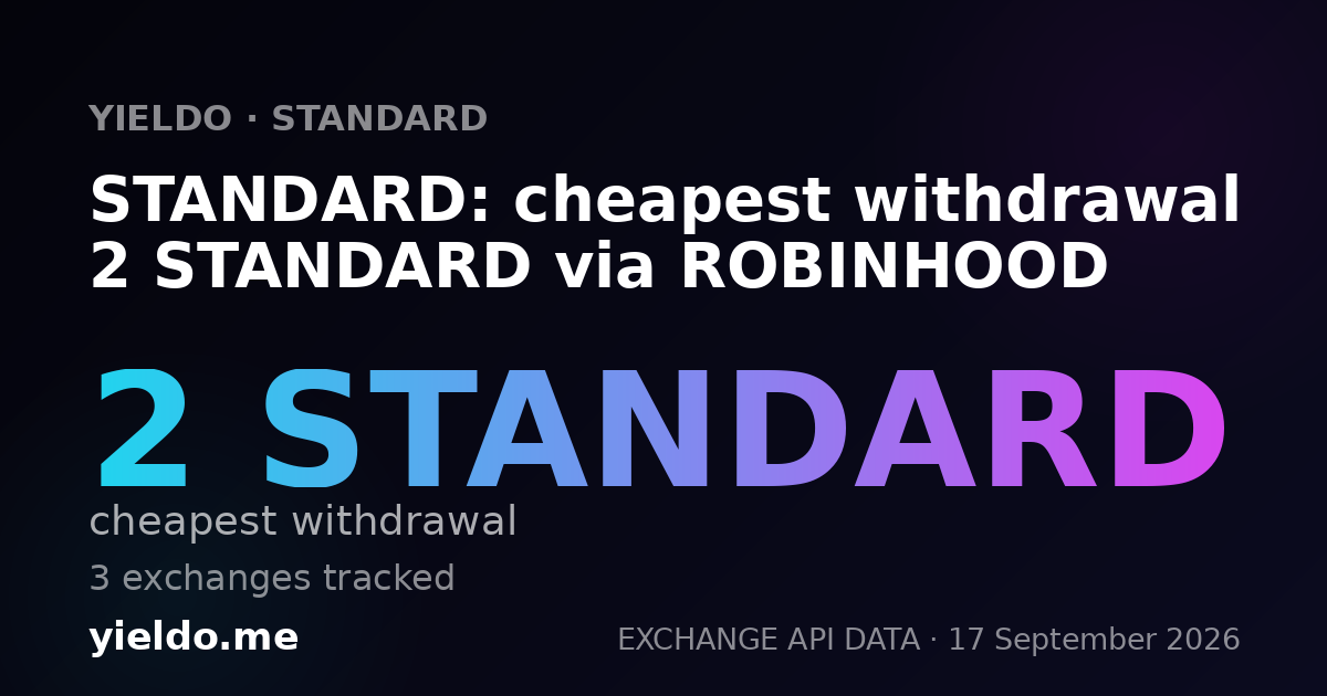 STANDARD: cheapest withdrawal 2 STANDARD via ROBINHOOD