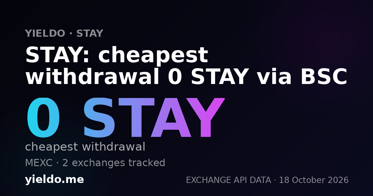 STAY: cheapest withdrawal 0 STAY via BSC