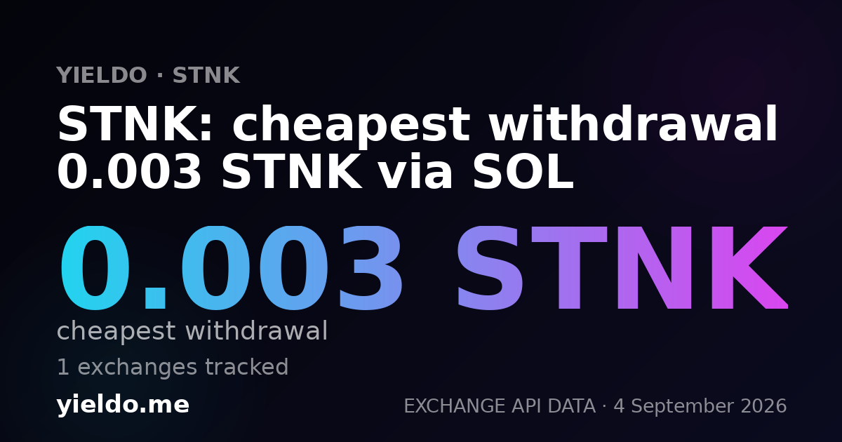 STNK: cheapest withdrawal 0.003 STNK via SOL