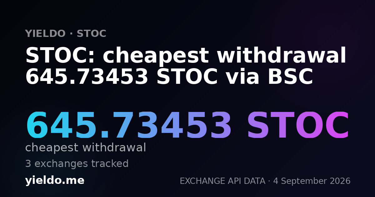 STOC: cheapest withdrawal 645.73453 STOC via BSC