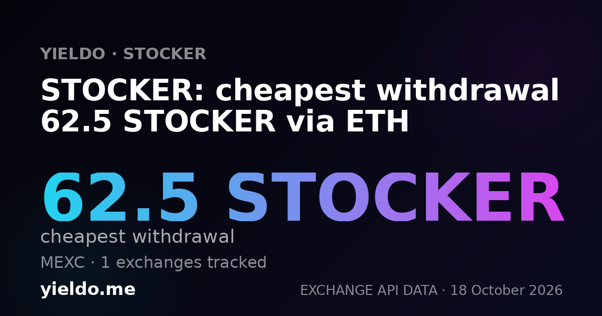 STOCKER: cheapest withdrawal 62.5 STOCKER via ETH