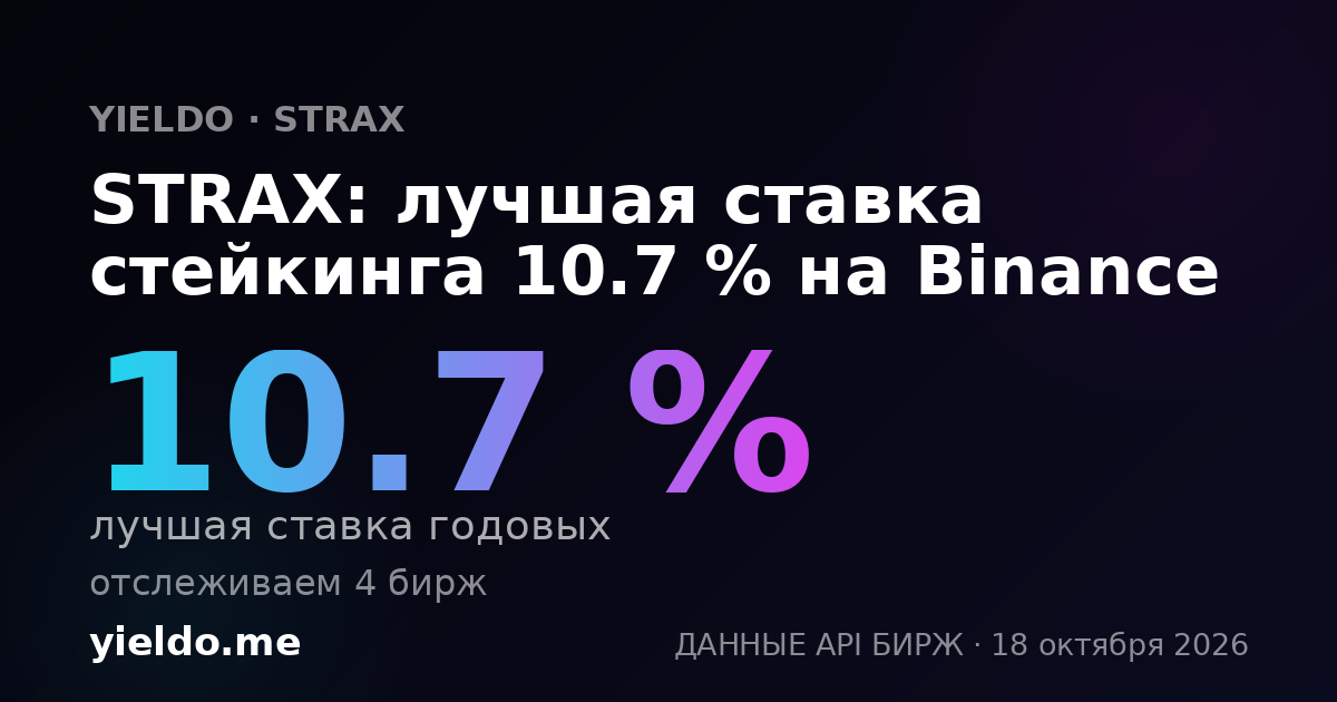 STRAX: лучшая ставка стейкинга 10.7 % на Binance