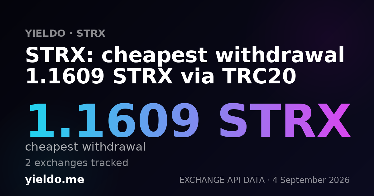 STRX: cheapest withdrawal 1.1609 STRX via TRC20