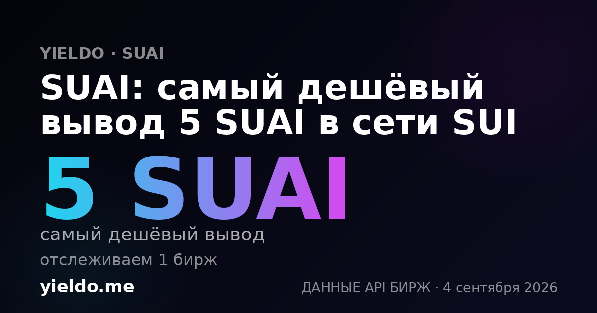 SUAI: самый дешёвый вывод 5 SUAI в сети SUI