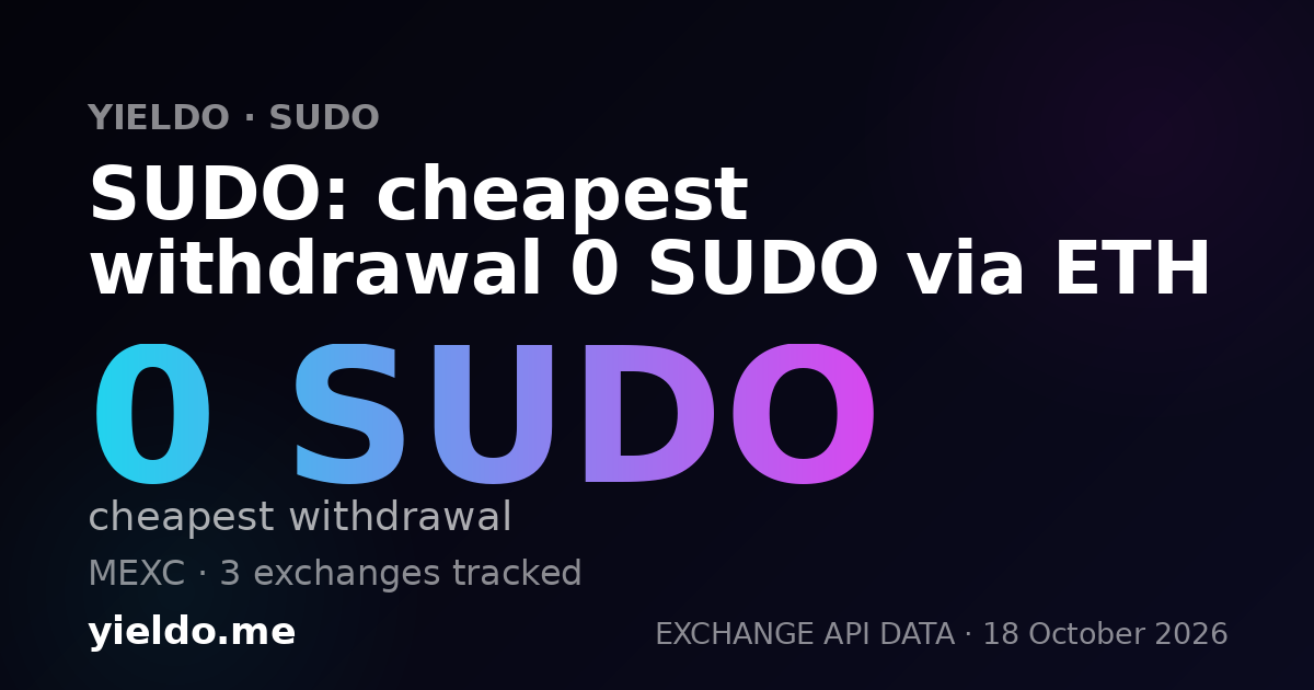 SUDO: cheapest withdrawal 0 SUDO via ETH