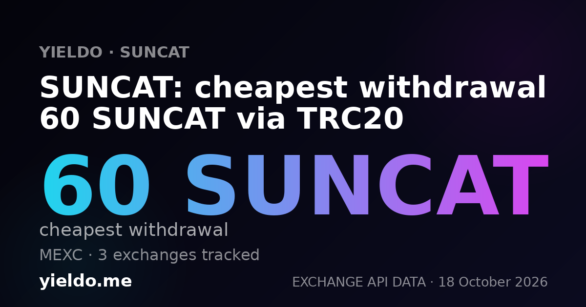 SUNCAT: cheapest withdrawal 60 SUNCAT via TRC20