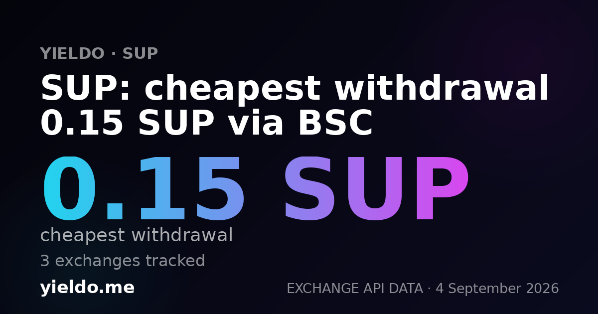 SUP: cheapest withdrawal 0.15 SUP via BSC