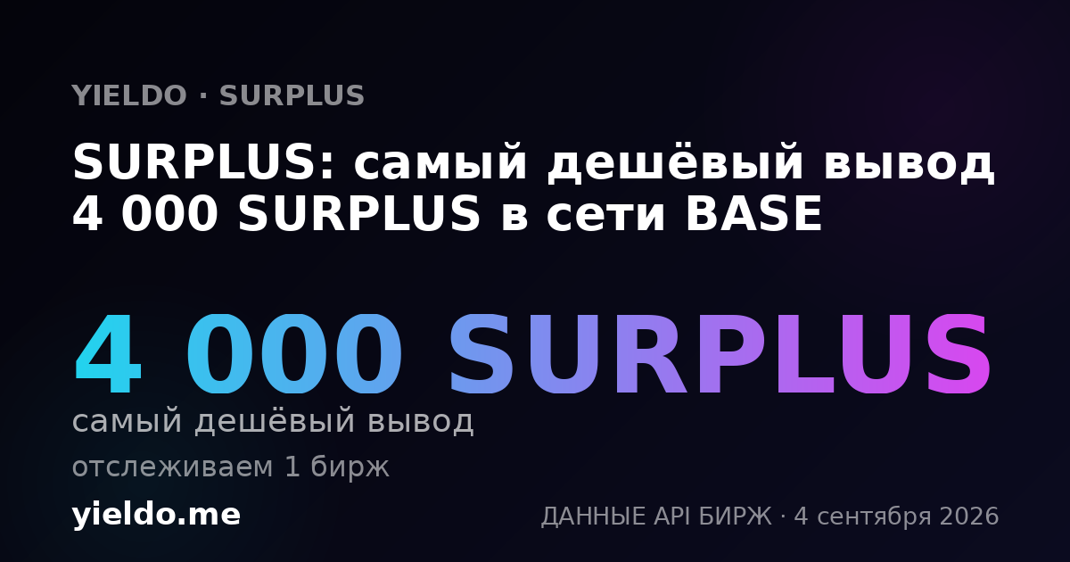 SURPLUS: самый дешёвый вывод 4 000 SURPLUS в сети BASE