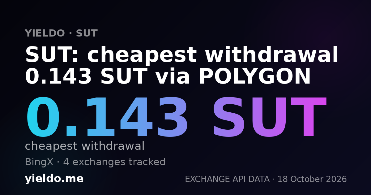 SUT: cheapest withdrawal 0.143 SUT via POLYGON