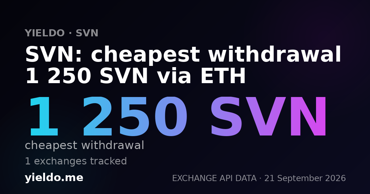 SVN: cheapest withdrawal 1 250 SVN via ETH