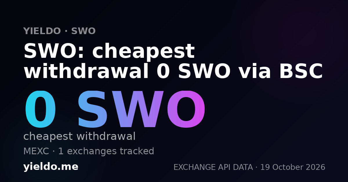 SWO: cheapest withdrawal 0 SWO via BSC