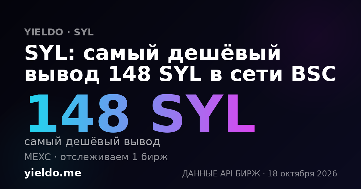 SYL: самый дешёвый вывод 148 SYL в сети BSC