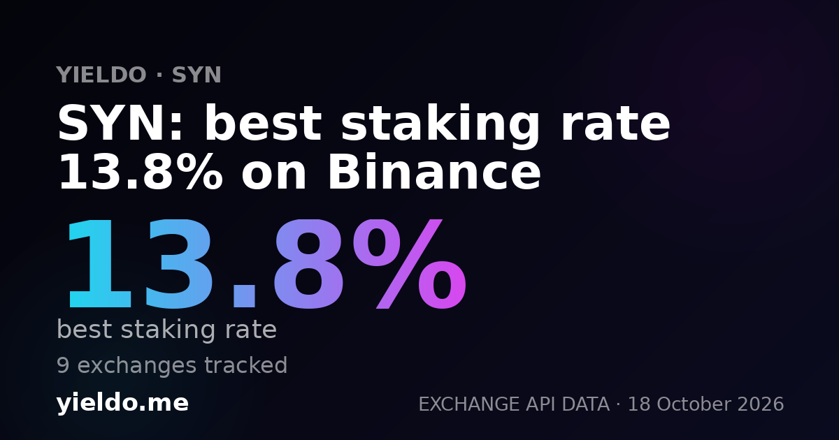 SYN: best staking rate 13.8% on Binance