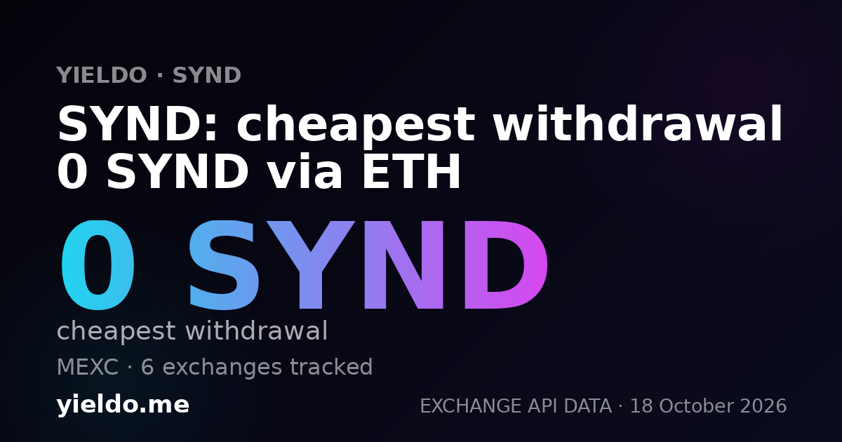 SYND: cheapest withdrawal 0 SYND via ETH
