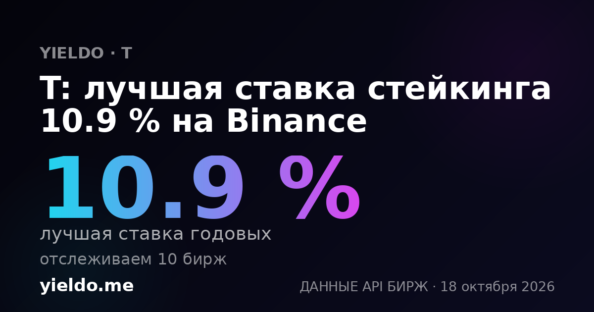 T: лучшая ставка стейкинга 10.9 % на Binance