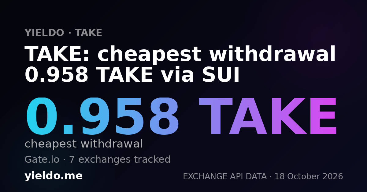 TAKE: cheapest withdrawal 0.958 TAKE via SUI