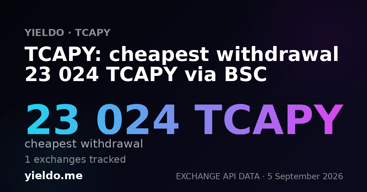 TCAPY: cheapest withdrawal 23 024 TCAPY via BSC