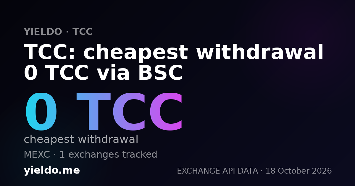 TCC: cheapest withdrawal 0 TCC via BSC