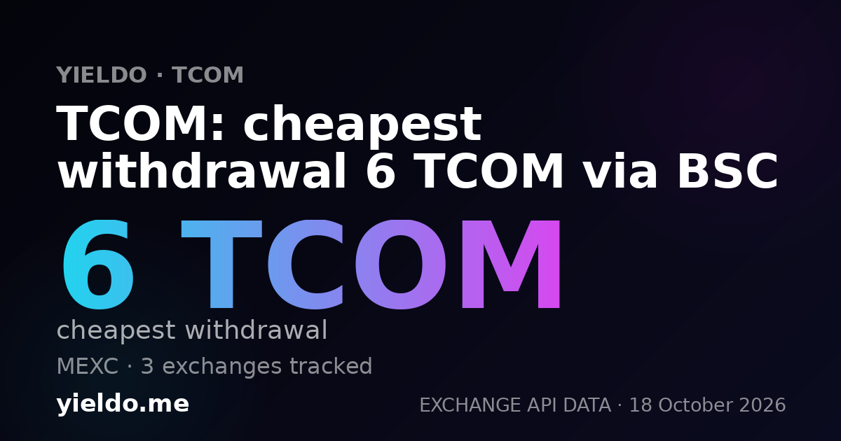 TCOM: cheapest withdrawal 6 TCOM via BSC