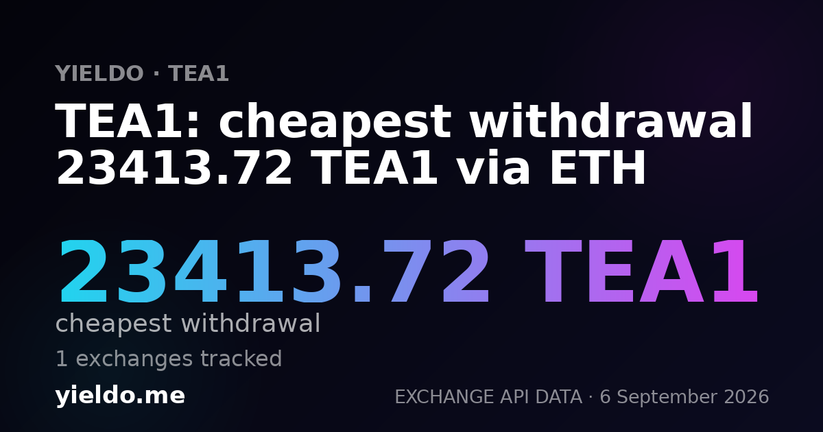 TEA1: cheapest withdrawal 23413.72 TEA1 via ETH
