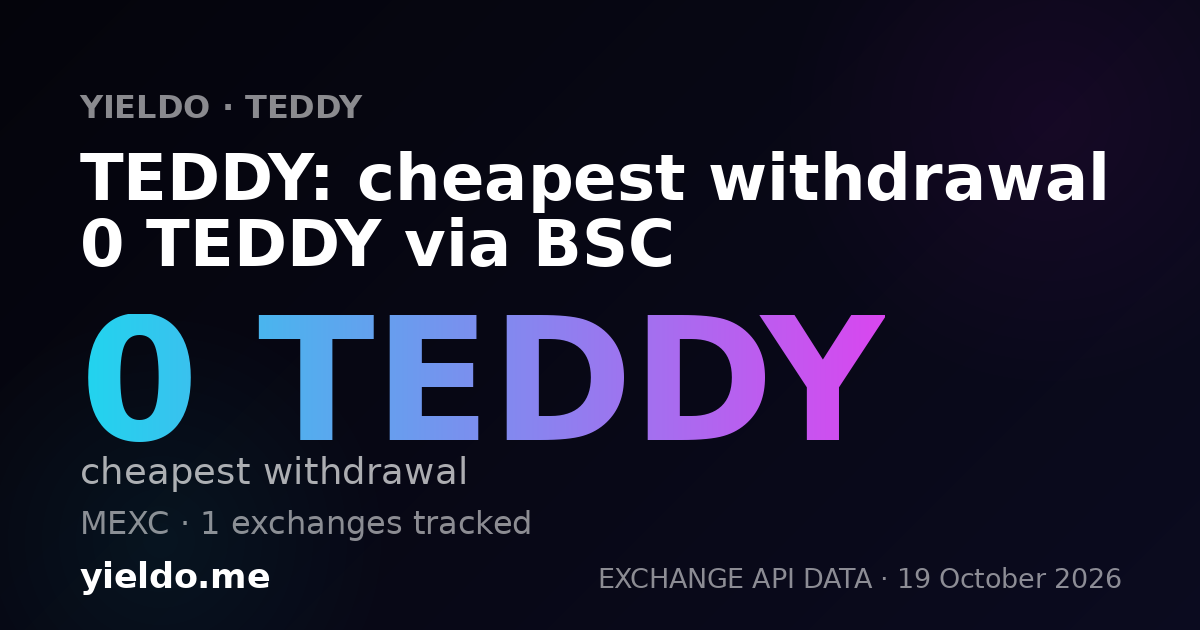 TEDDY: cheapest withdrawal 0 TEDDY via BSC