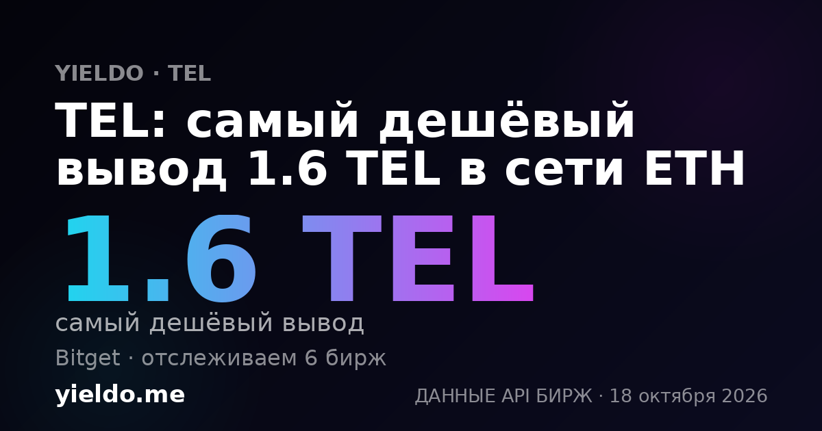 TEL: самый дешёвый вывод 1.6 TEL в сети ETH