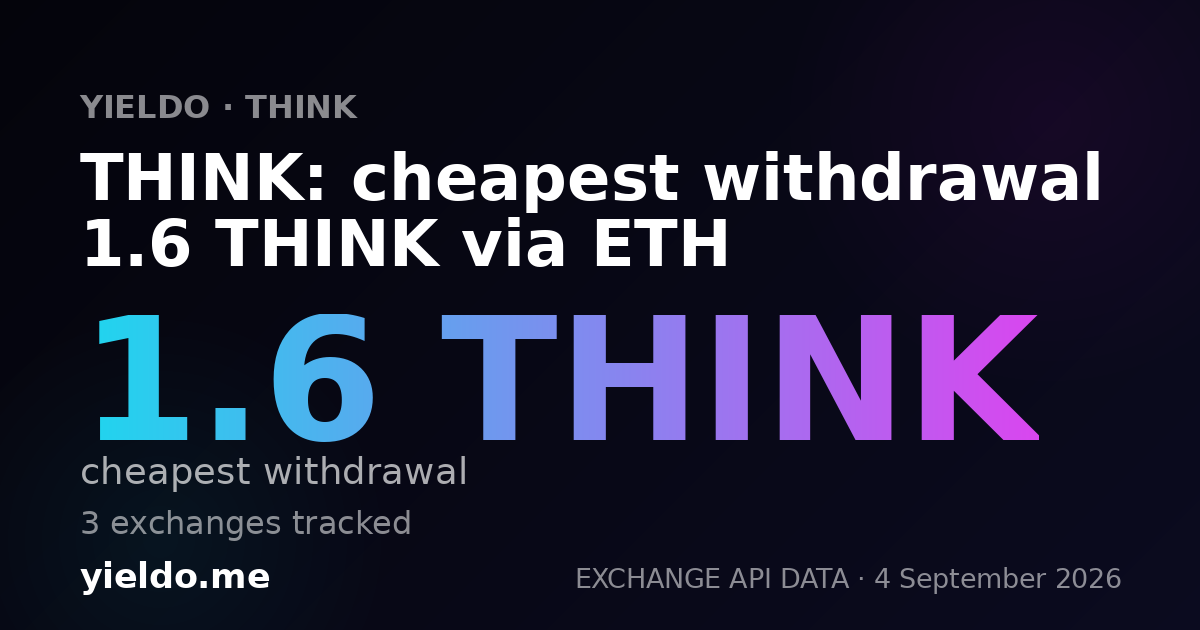 THINK: cheapest withdrawal 1.6 THINK via ETH