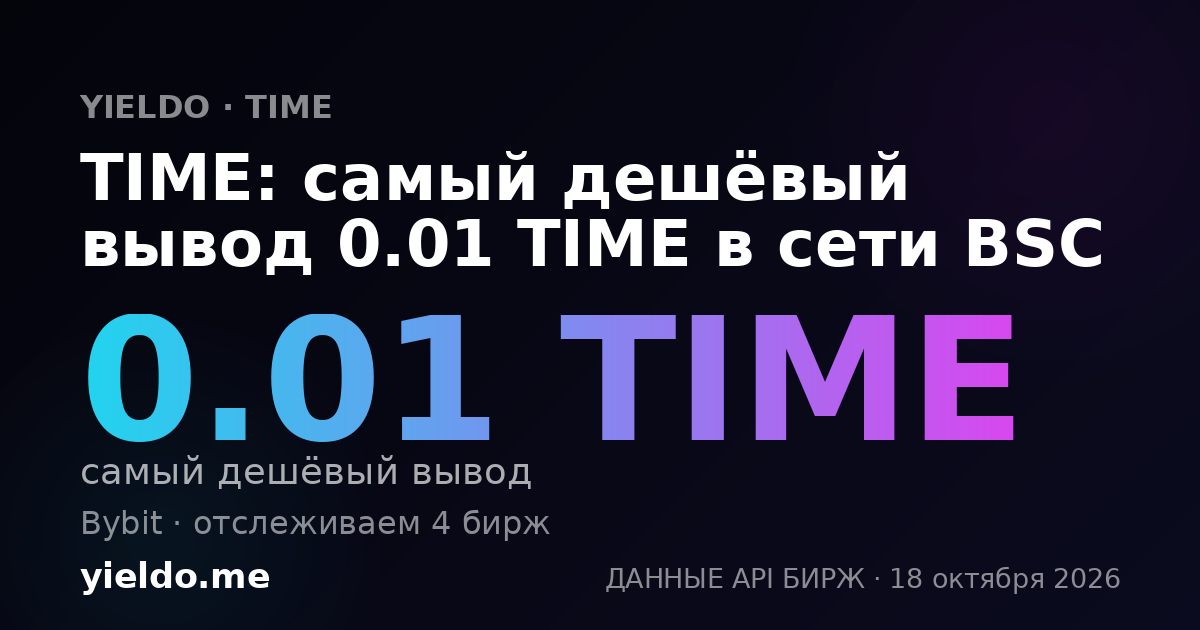 TIME: самый дешёвый вывод 0.01 TIME в сети BSC