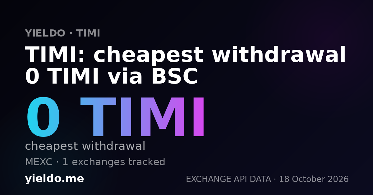 TIMI: cheapest withdrawal 0 TIMI via BSC
