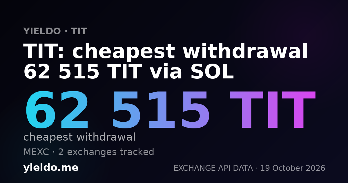 TIT: cheapest withdrawal 62 515 TIT via SOL