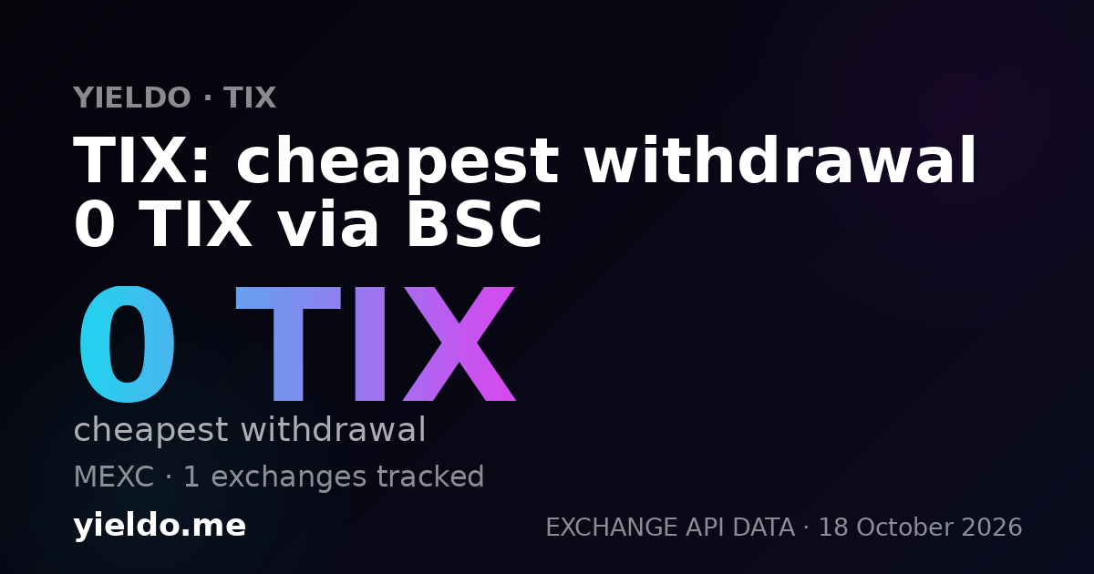 TIX: cheapest withdrawal 0 TIX via BSC