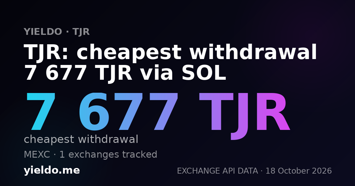 TJR: cheapest withdrawal 7 677 TJR via SOL