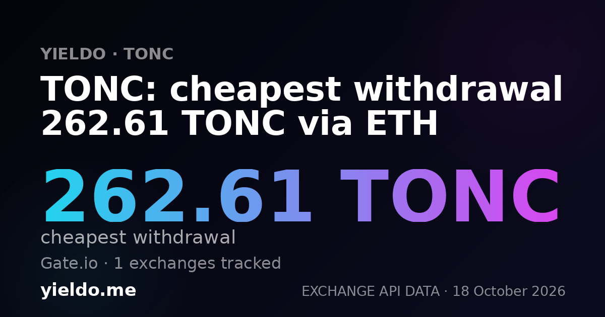 TONC: cheapest withdrawal 262.61 TONC via ETH