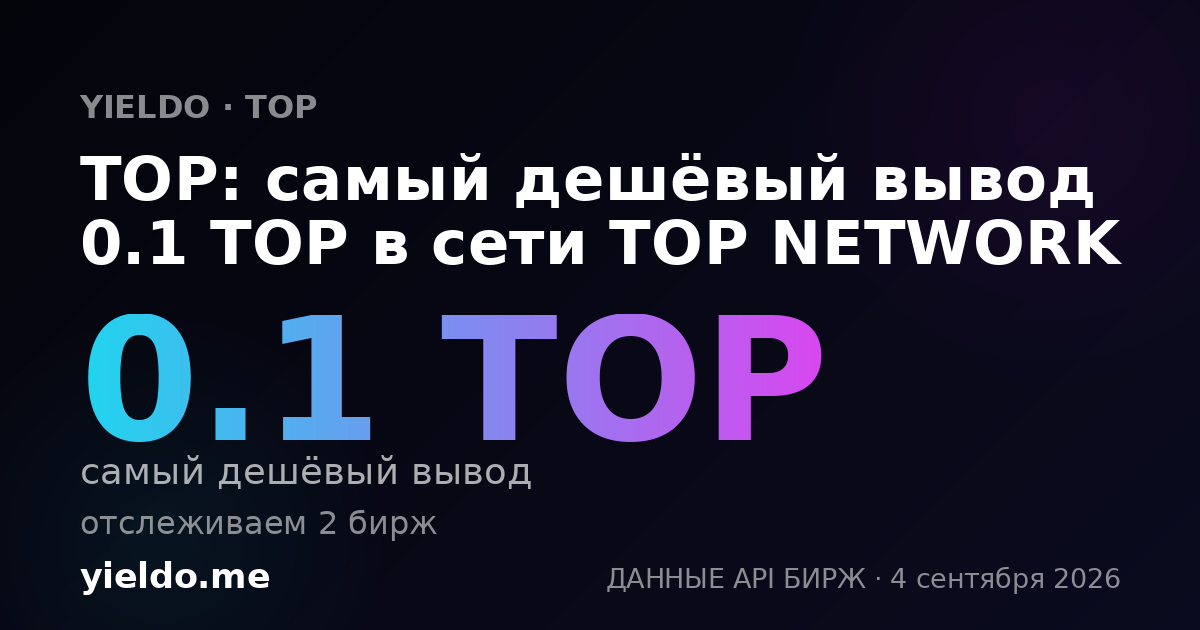 TOP: самый дешёвый вывод 0.1 TOP в сети TOP NETWORK