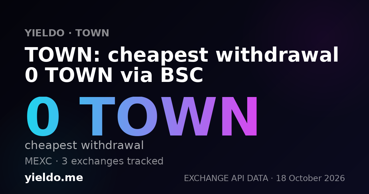 TOWN: cheapest withdrawal 0 TOWN via BSC