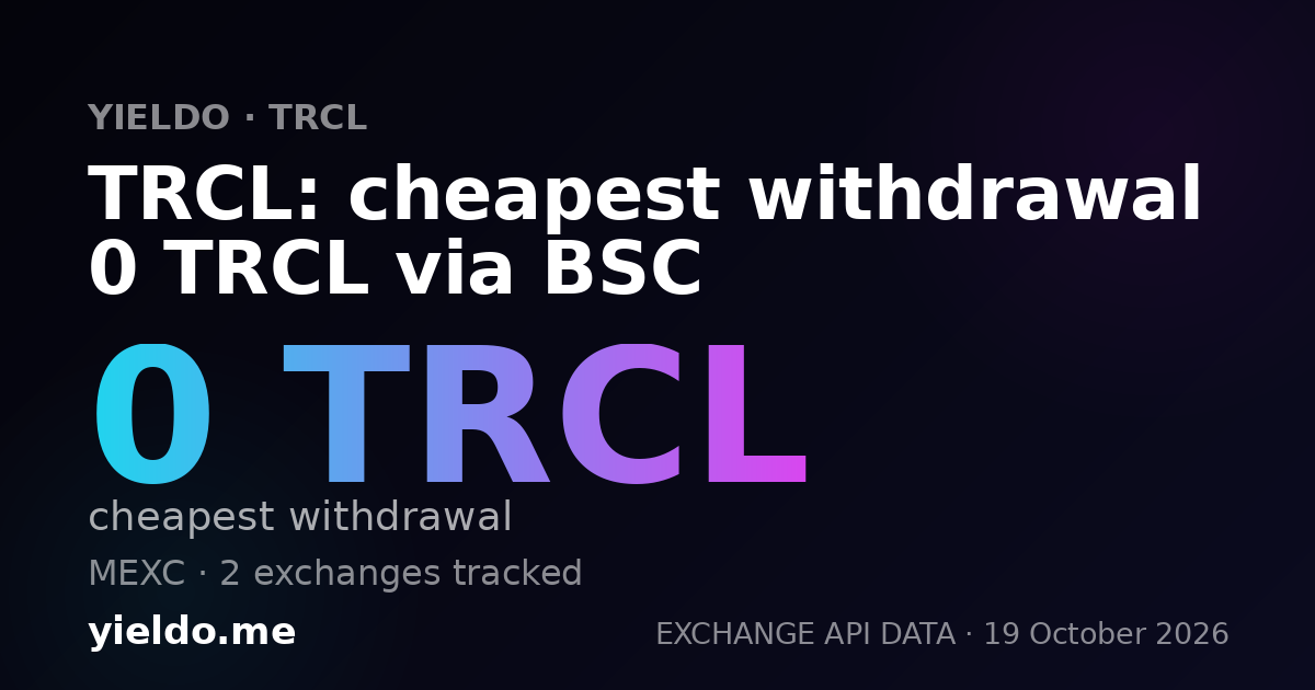 TRCL: cheapest withdrawal 0 TRCL via BSC