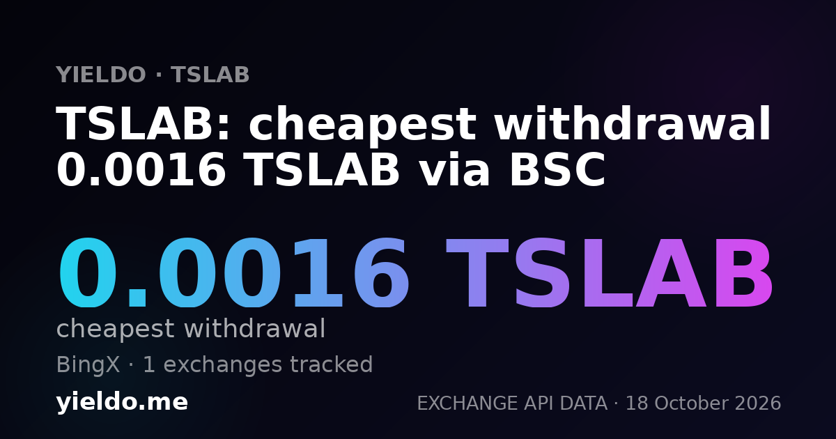 TSLAB: cheapest withdrawal 0.0016 TSLAB via BSC