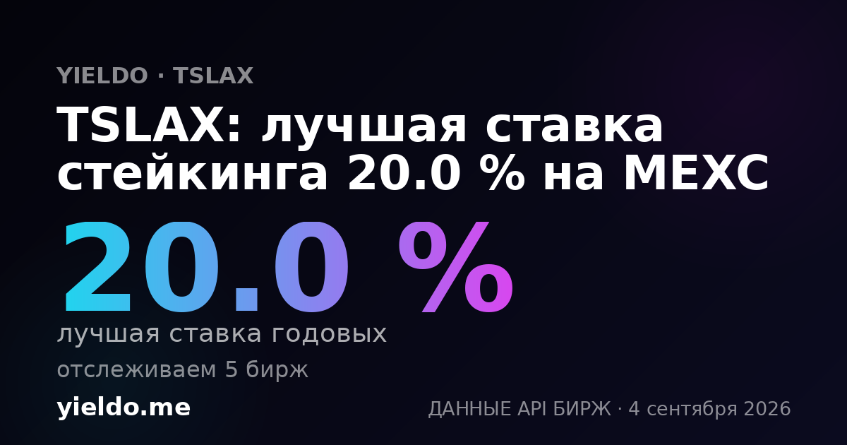 TSLAX: лучшая ставка стейкинга 20.0 % на MEXC