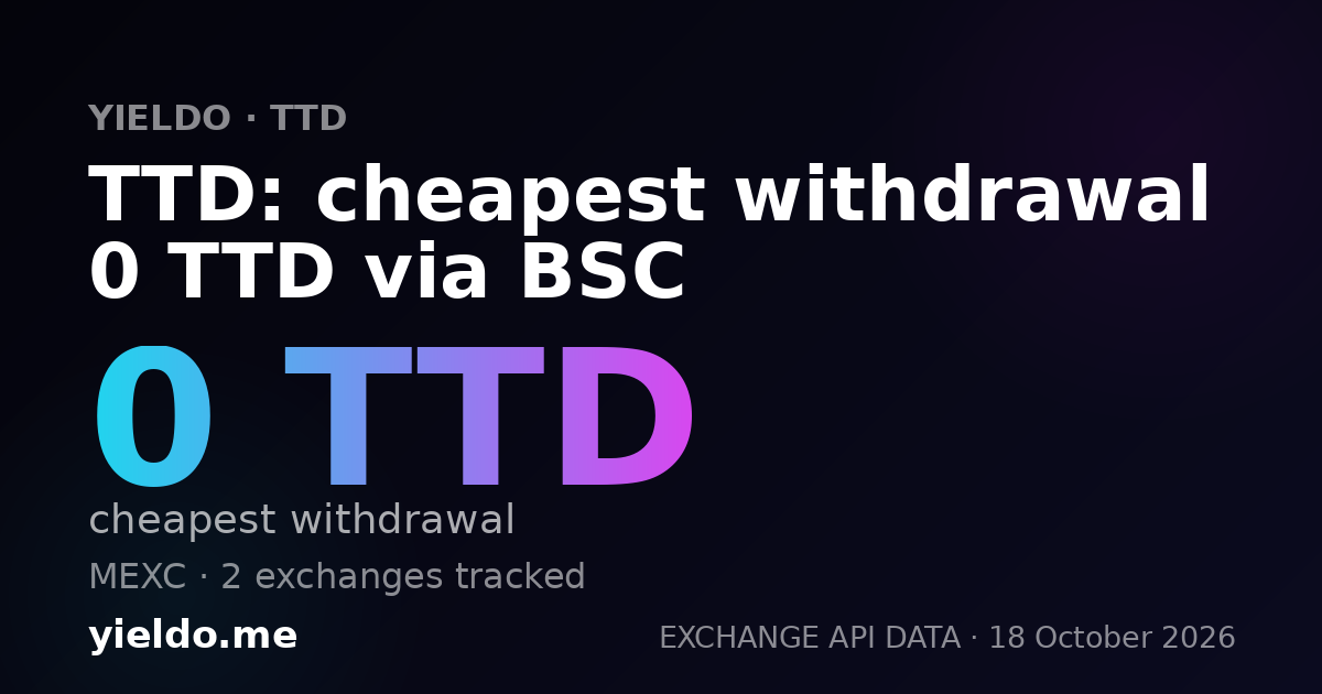 TTD: cheapest withdrawal 0 TTD via BSC