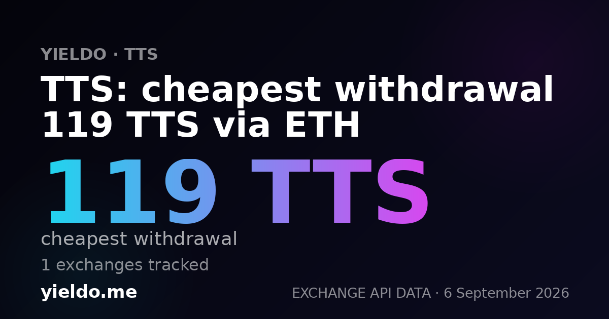 TTS: cheapest withdrawal 119 TTS via ETH